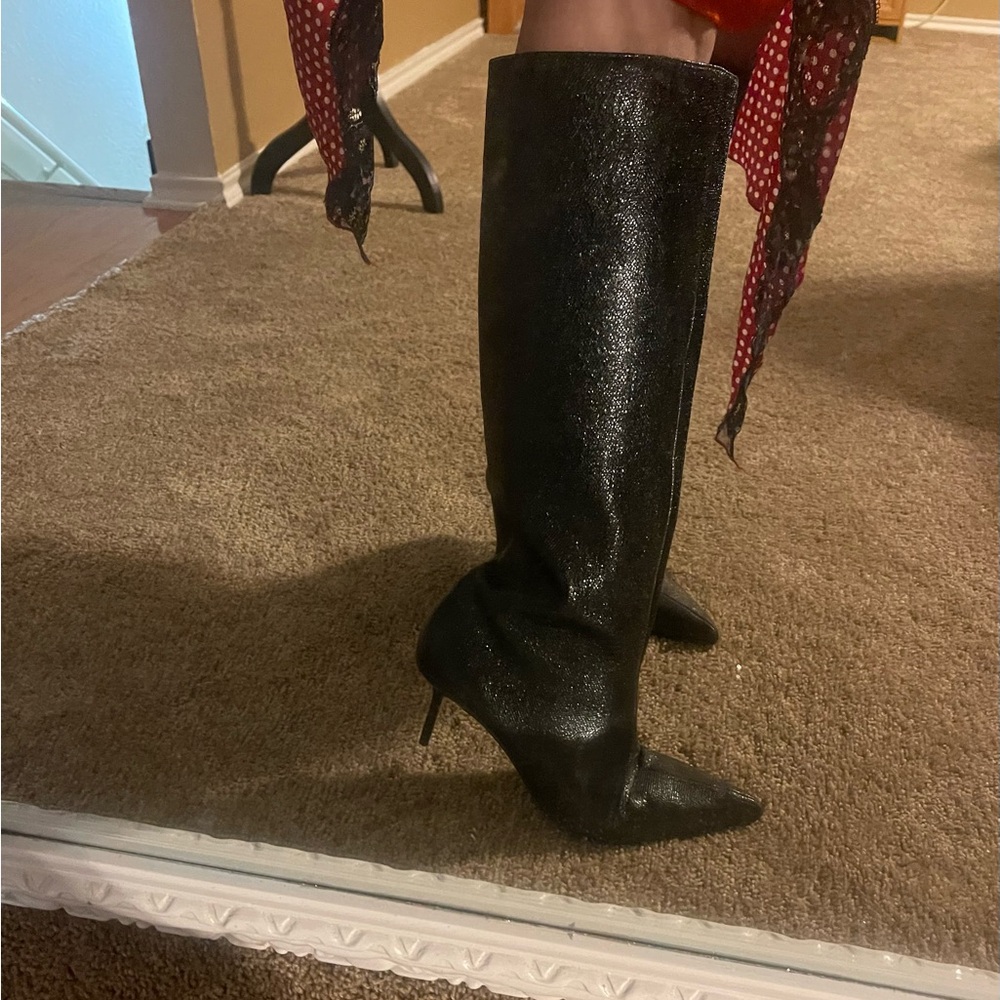 Zara Black Heeled Boots for Women